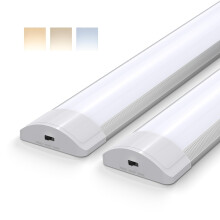 Barrina LED Batten Light 2FT/55cm, 20W 2200lm, 3000K/4000K/6500K Color Changeable, LED Tube Lights for Kitchen Shed Garage Workshop Lighting, Ceiling