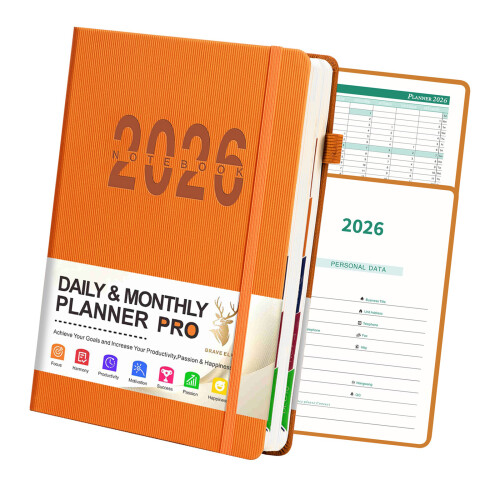 2026 Work Life Planner Travel Journal Schedule-tangerine