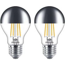 PHILIPS LED Premium Classic Dimmable A60 Crown Mirror Light Bulb [E27 Edison Screw] 7.2W - 50W Equivalent, Warm White (2700K) (Pack of 2)