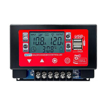Ελεγκτής ηλιακής φόρτισης Bluetooth WIFI, MPPT με οθόνη LCD, υποστήριξη διπλού USB 12V/24V Bat