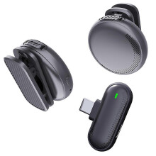 Lavalier-Mikrofon im Knopfdesign, Mini, leicht, wiederaufladbar, lange Akkulaufzeit, intelligente Geräuschunterdrückung