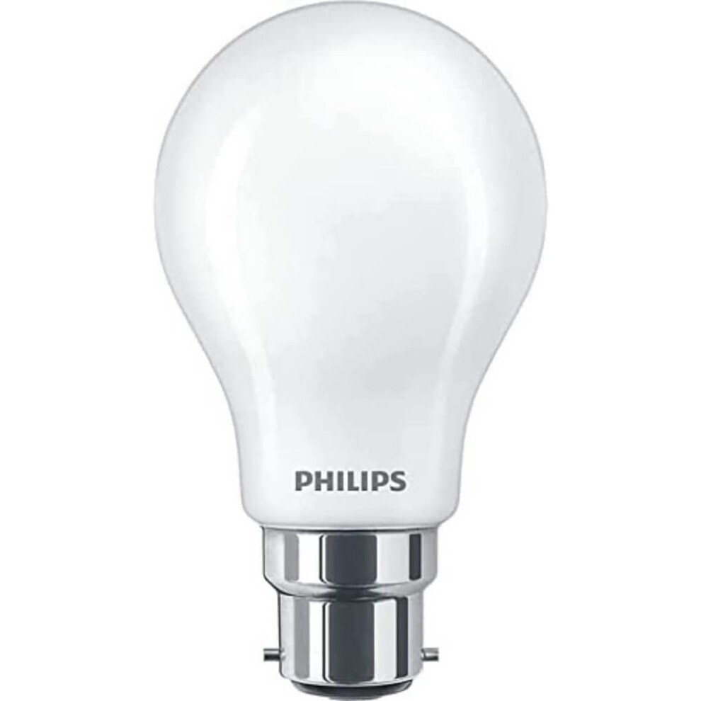 Philips Led Classic A60 Frosted Bulb [B22 Bayonet Cap] 40W, Warm 2700K, Non Dimmable Light/White