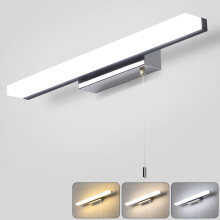 Lightess 40CM LED Bathroom Mirror Light with Pull Cord Bathroom Over Mirror Lamps IP44 Wall Lamp Stainless Steel Hotel Bedside 6W Picture Wall Shaver