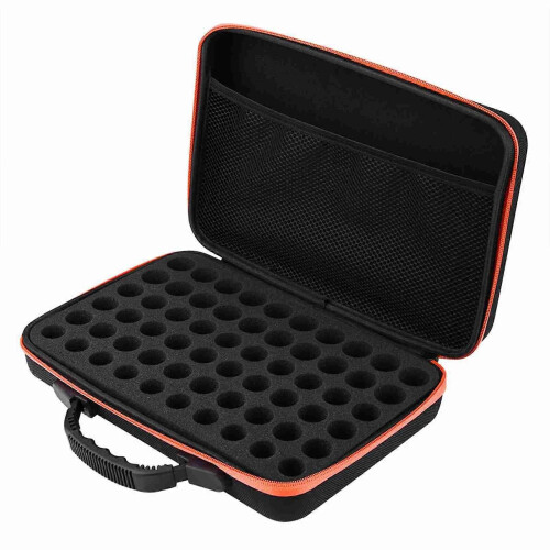 Hårt fodral för eteriska oljor, 60 flaskor lämpliga för flaskor 5 ml, 15 ml (orange)