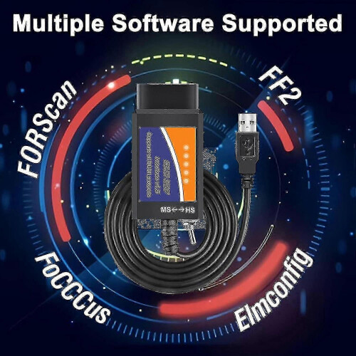 Forscan Elm327 USB OBD2 Adapter for Windows, Diagnostic Coding Tool with MS-CAN/HS-CAN Switch for Ford Lincoln Mazda 1