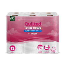 by Amazon 4Ply Quilted Toilet Tissues Unscented 12 Rolls 1 Pack of 12 160 S