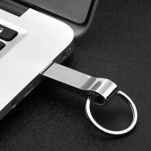 64GB USB2.0 Metal U Disk USB Flash Driver Portable Shockproof Anti-fall U Disk with Key Ring Plug and Play Silver