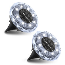 LITOHOM Solar Lights Outdoor Garden,2 Pack 8 LED Solar Ground Lights, 15 Hours Long Lasting Garden Light IP 65 Waterproof Pathway Light for Lawn Land