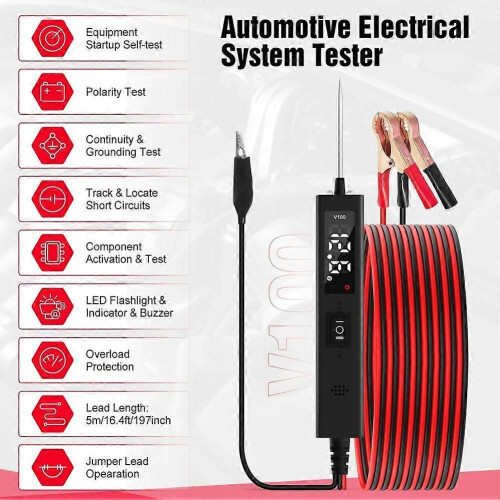 Car Circuit Tester V100 Probe Tester 12V 24V Car Voltage Tool Continuity Test Component Activation Diagnostic Tool 1