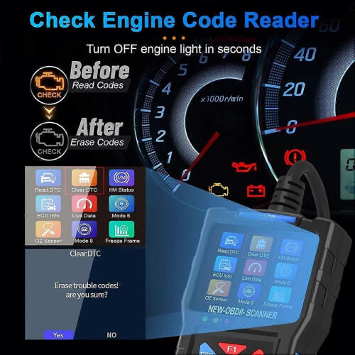 T300 Check Engine Code Reader, compatibel met auto's en vrachtwagens, accutester, OBD2-scanner, diagnoseapparaat, 1