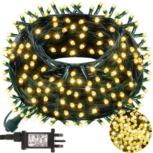 POIFL Christmas Tree Lights 20M 200 LED Warm White, Fairy Lights Plug in,Christmas Lights Cluster Mains Powered with Memory Function and 8 Lighting M
