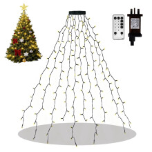 Opard Christmas Tree Lights Indoor Warm White, 200 LEDs, 10 Strands 2m Waterfall Fairy Lights, Plug-in, 8 Modes, Remote Control with Timer, Waterpr