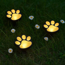 Urban Nest Solar Paw Print Lights Outdoor, 3 Pack LED Dog Paw Solar Garden Lights Waterproof, Warm White Decorative Ground Light for Pathway, Lawn, P