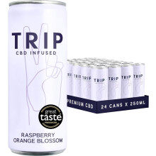 TRIP CBD Drink Sparkling Raspberry Orange Blossom 25mg CBD Fizzy Drink Low