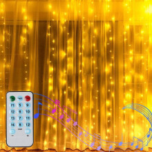 CORST 2M X 2M Christmas Curtain Lights for Bedroom,Window Curtain Lights Waterfall Hanging Backdrop Fairy Light Battery Powered Wall Lights, Music Ac