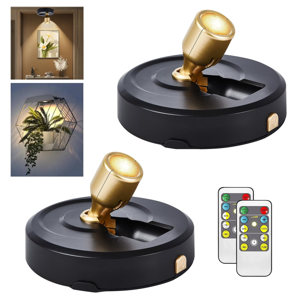 Rahan Wireless Led Spot, 2Pack Battery Powered Picture S Puck S, Uplighting Indoor With Remote, Stick Spot For Wall Art Display Light 12094806