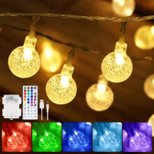 StarryEver Globe Fairy Lights Battery Operated, 4.5M 30LEDs Color Changing String Lights with Remote Timer, Battery & USB Crystal Ball Christmas Ligh
