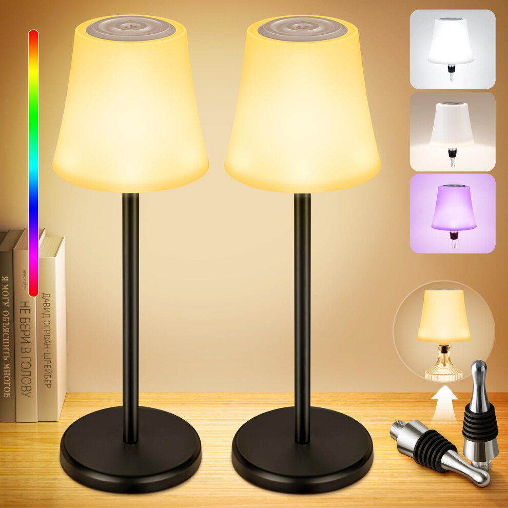 Viiiva Cordless Rechargeable Led Table Lamp - Bottle Lamp Converter Kit, 5200Mah, 7-Mode Touch Dimmable, 3 Colour Temperatures & 9 Rgb Colour, Ip54 Waterpro