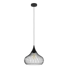 Eglo Pendant Light Fitting Staverton, Vintage Hanging lamp, Industrial Design Living and Dining Room Lighting, Black Metal, E27 Socket