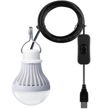YAKAiYAL 5W LED Bulb USB Camping Lamp Warm White 3000K 5V Portable Tent Lamp with Switch USB 2.5M Cable Bulbs for Camping Emergency Light Hiking Emer