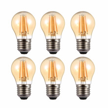 TEKLED G45 Golf Ball Filament Vintage LED Bulbs | E27 Edison Screw | Energy Saving 4W Light Bulb 35W Equivalent | NONDIMMABLE Amber 2400K 410LM | 6-