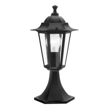 Eglo Laterna 4 Outdoor Lamp, 6 Panel Pedestal Light, Black Cast Aluminium and Glass Base, E27 Socket, IP44