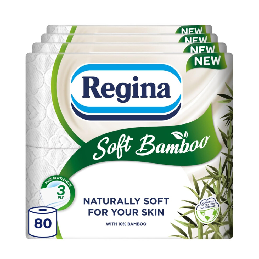Regina Soft Bamboo 80 Rolls Of Toilet Tissue 3 Ply 160 Sheets Naturally So