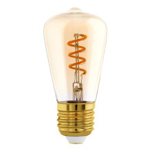 Eglo Dimmable E27 LED, amber vintage spiral filament light bulb, piston-shaped Edison lamp for retro lighting, 4 watt (equivalent to 15 watt), 145 lu