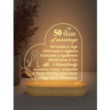 Anniversary Wedding Gifts for Him/Her, I Love You Night Light 3D Illusion Lamp for Couple Wife Husband Romantic Valentines Wedding Present (50th)