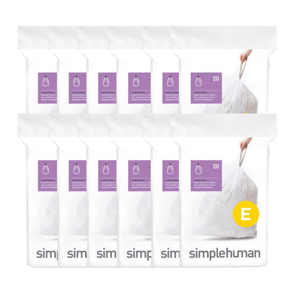 Simplehuman Code E Custom Fit Liners Drawstring Trash Bags 20 Liter 52 Gal 15507297