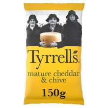 Tyrrells Crisps Furrows CHEESE PICKLED ONION 150g Sharing Bag Handcooked