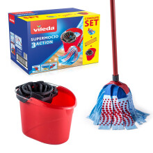 Vileda SuperMocio 3Action XL Mop & Bucket Set | Deep‑Cleaning Power Zones Remove