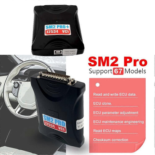 2.21.22 SM2 Pro+ J2534 VCI ECU Programmer Read Write ECU 67IN1 FLASH EEPROM PFLASHER Update Version US Plug 1