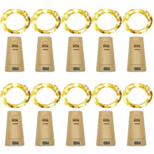 AuFiiy Wine Bottle Lights with Cork Christmas Lights 20 LED 10 Pack Fairy Lights Waterproof Battery Operated Cork String Lights for Jar Party Wedding
