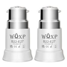 WAXP B22 to E27 Light Bulb Adapter, Bayonet to Screw Bulb Adaptor, Premium Ceiling Fan Light Bulb Bayonet Fitting, BC to ES Lamp Base Adapter for LED