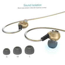 dodocool EL Glowing Blue Light In-Ear Stereo Sport Earphones 3.5 mm o Plug with Mic Noise Cancellation Sweatproof Gold
