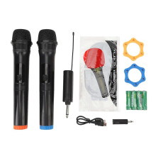 2PCS Wireless Microphone Metal Noise Reduction UHF Handheld Dynamic Mic Set with Receiver for Karaoke Singing Speech Stage Performance