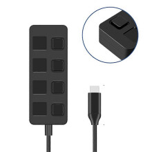 4-Port-USB-3.0-Hub mit Tasten, USB-Splitter 1 auf 4, Typ-C-Extender für Laptop-Zubehör, B