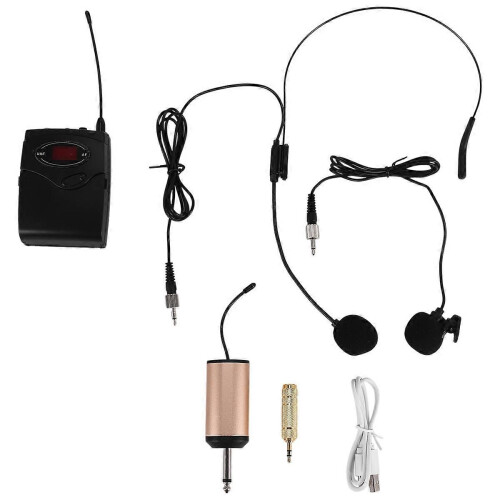 Set di microfoni wireless con microfono lavalier e ricevitore UHF compatibile con