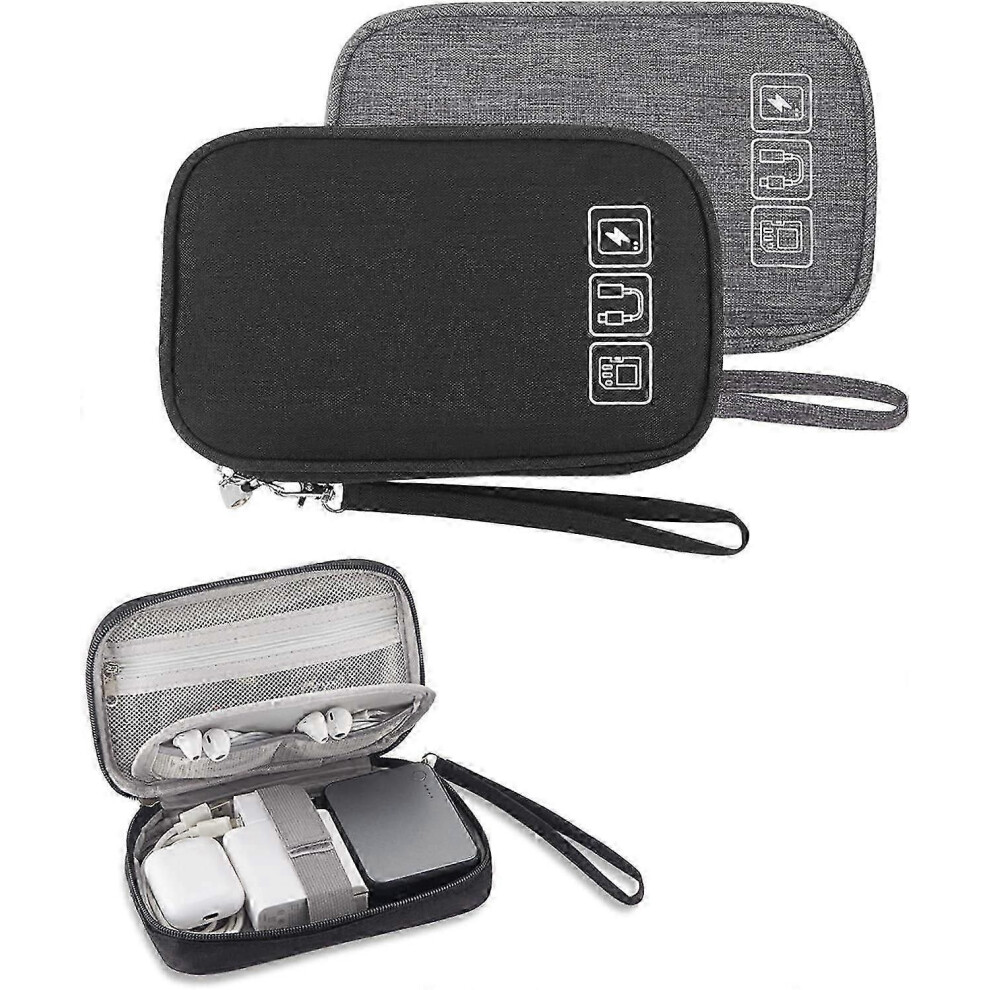 Sqclv 2-Pack Electronic Organizer Cable Bag, Portable Travel Storage Pouch For Hard Drives, Cords, Chargers & Small Accessories 9152359556552