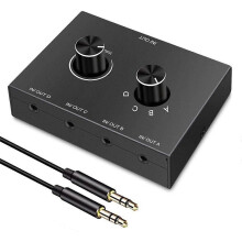 Commutatore audio stereo bidirezionale a 4 vie con jack da 3,5 mm, splitter 4 ingressi e 1 uscita per
