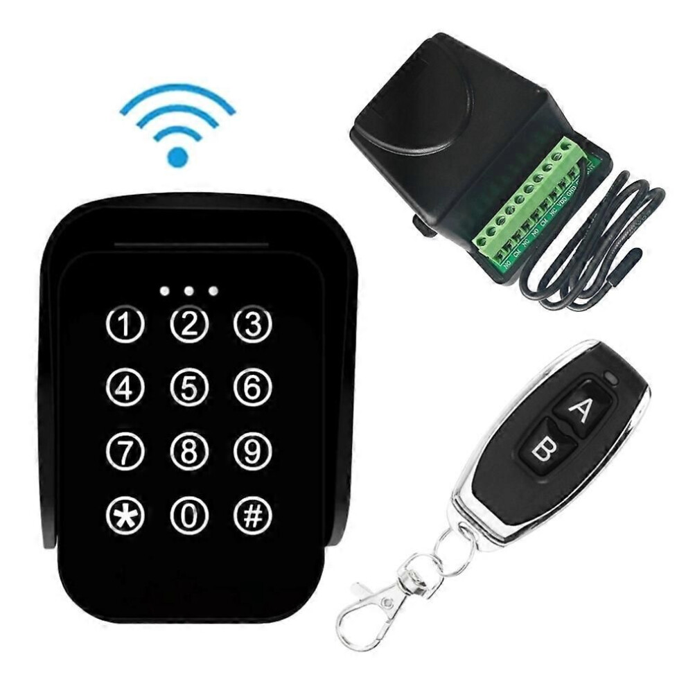 Wireless Keypad Gate Opener Keypad Rolling Code 433Mhz Keypad With 12V/24V 2 Channel Receiver For Garage Door 9152359555364