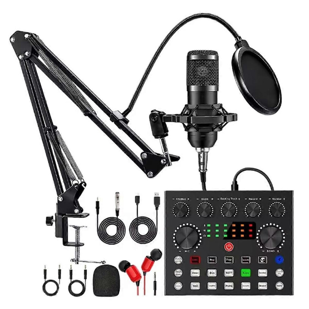 Bm800 V8s Podcast Equipment Professional Audio Condenser Mic With Sound Card For Karaoke Podcast Re 9152359531481