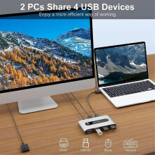 Switcher USB per la condivisione di stampanti USB 3.0 con due ingressi e quattro uscite. Consente a
