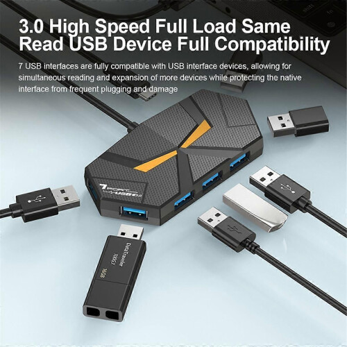 Σταθμός σύνδεσης USB με 7 θύρες USB 3.0, προσαρμογέας διαχωριστή USB