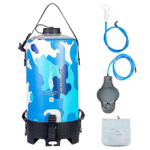 12-Liter-Duschbeutel für Camping, Wandern und Trekking – tragbar mit Fußpumpe und Duschkopfschlauch