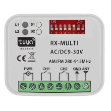 Tuya WiFi Garage Door Receiver 2CH Universal Gate Receiver Multi Frequency for 280-915MHz Remote Control Switch 9-30V