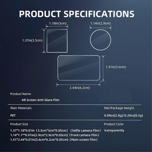 Camera AR Films Kit for Action 4 Front Rear Screen Protector Lens Protective Film