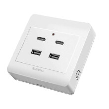 USB Outlet with Type C & USB Ports - Fast Charging Wall Charger Power Outlet