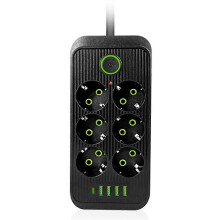 Listwa zasilająca EU Multiprise 6 gniazd AC Gniazdo elektryczne Wtyczka EU Czarna